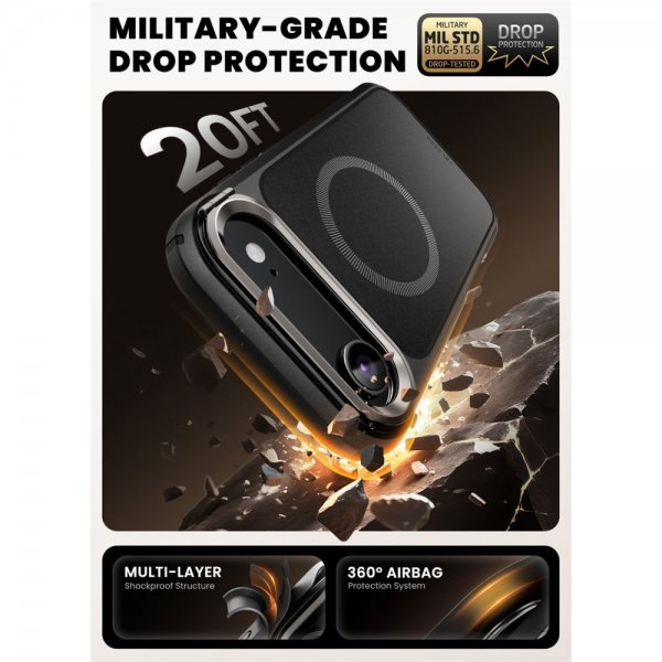 Supcase iPhone Air Deksel Ares Flip MagSafe Svart