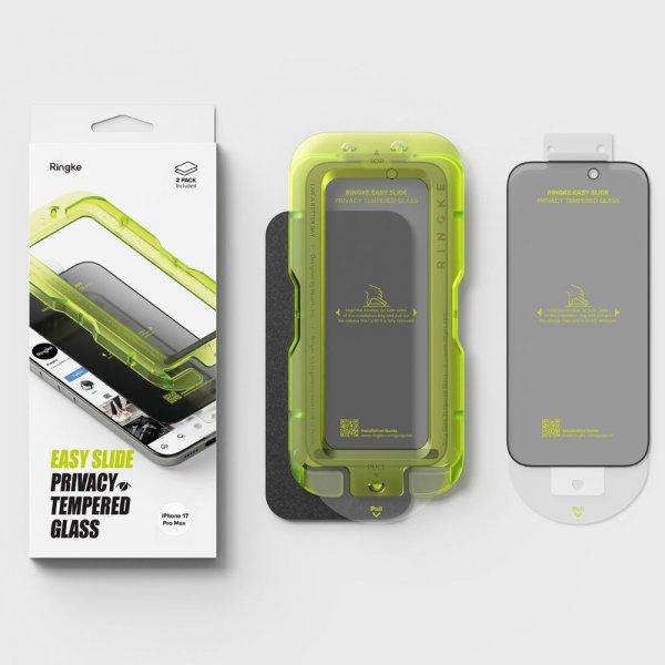 Ringke iPhone 17 Pro Skjermbeskytter Easy Slide Privacy 2-pakning