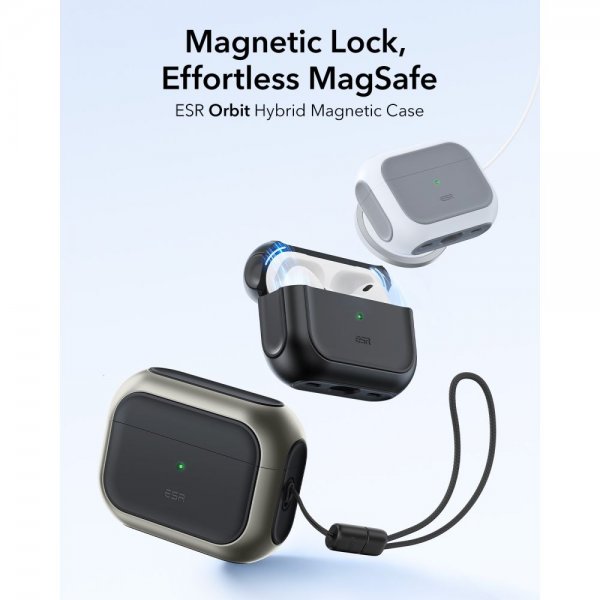 ESR AirPods Pro 3 Deksel Orbit Hybrid HaloLock Grå