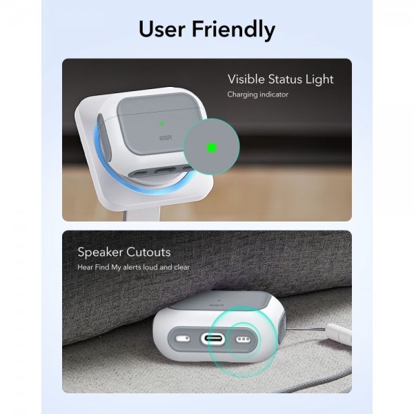ESR AirPods Pro 3 Deksel Orbit Hybrid HaloLock Hvit