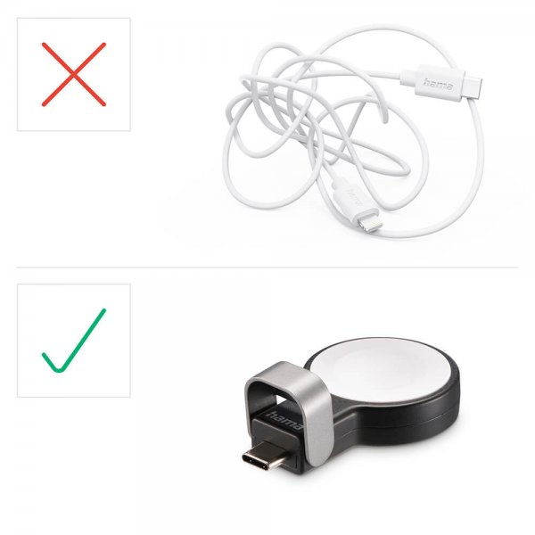 Hama Apple Watch Lader med USB-C kontakt Svart