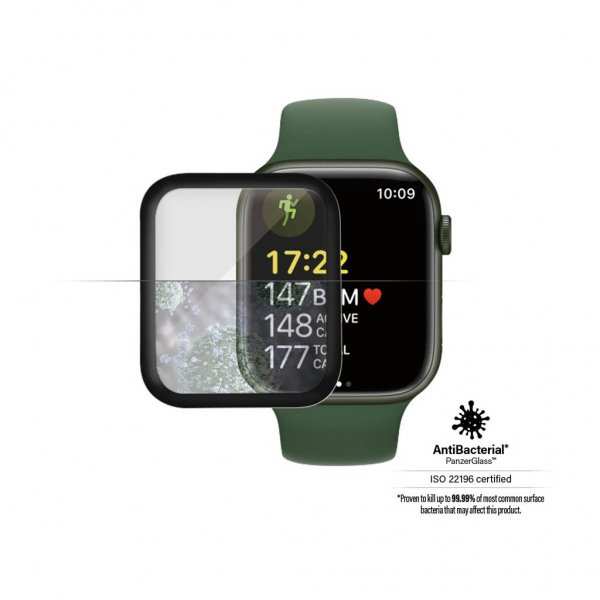 PanzerGlass Apple Watch 41mm (Series 7/8/9) Skjermbeskytter Antibacterial Svart