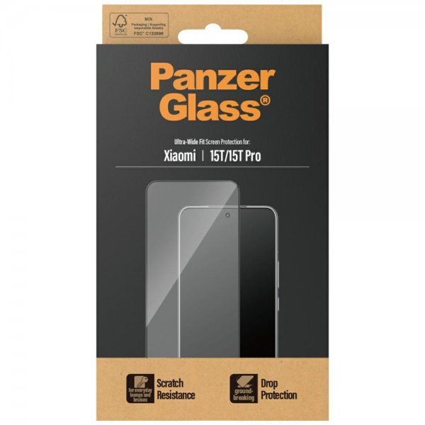PanzerGlass Xiaomi 15T/15T Pro Skjermbeskytter Ultra-Wide Fit