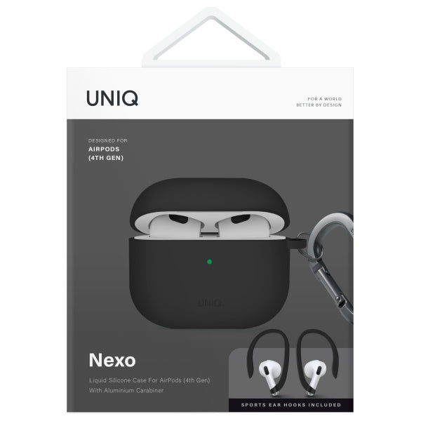 UNIQ AirPods 4 Deksel Earhooks Nexo Svart