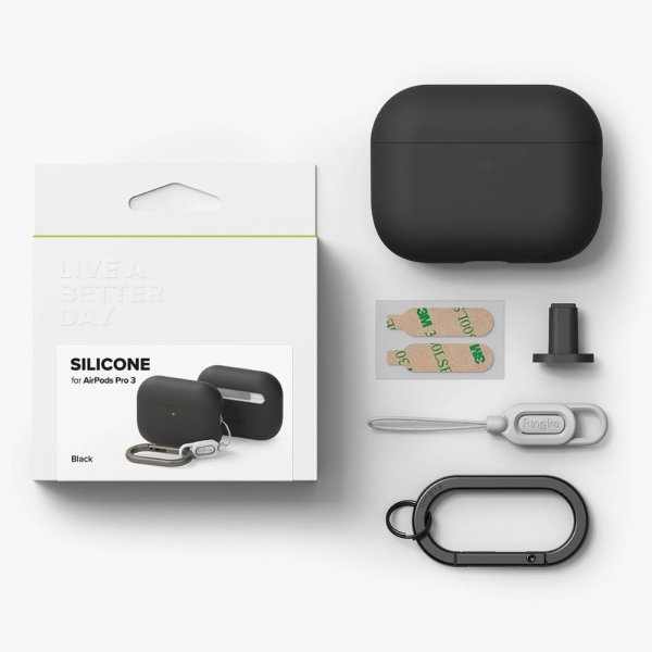 Ringke AirPods Pro 3 Deksel Silikoni Svart