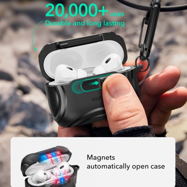 ESR AirPods Pro 3 Deksel Cyber ​​FlickLock MagSafe Svart