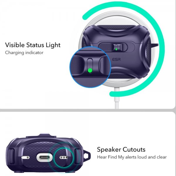 ESR AirPods Pro 3 Deksel Cyber ​​FlickLock MagSafe Lilla