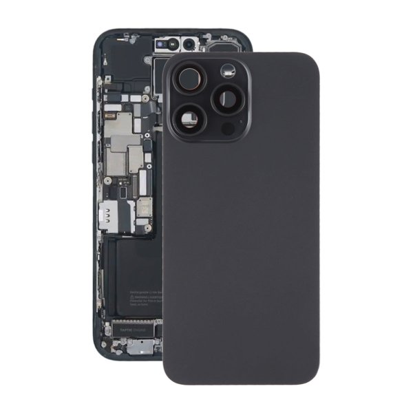 iPhone 15 Pro Max baksideglass med magnet og kameralinse - svart titan