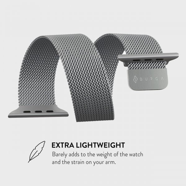 Burga Apple Watch 44/45/46mm/Ultra 49mm Armbånd Metal Mesh Sølv