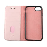 Rvelon iPhone 7/8/SE Etui Ekte skinn Kortlommer Rosa