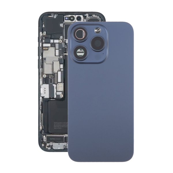 iPhone 15 Pro Max baksideglass med magnet og kameralinse - blå titan