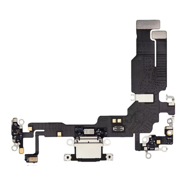 Ladekontakt med flexkabel til iPhone 15 Plus - svart