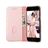 Rvelon iPhone 7/8/SE Etui Ekte skinn Kortlommer Rosa