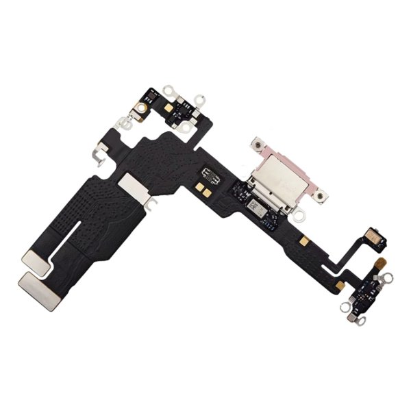 Ladekontakt med flexkabel til iPhone 15 Plus - rosa