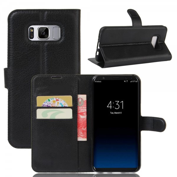 Samsung Galaxy S8 Etui Litchi Svart