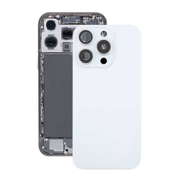 iPhone 16 Pro baksideglass med magnet og kameralinse - hvit titan