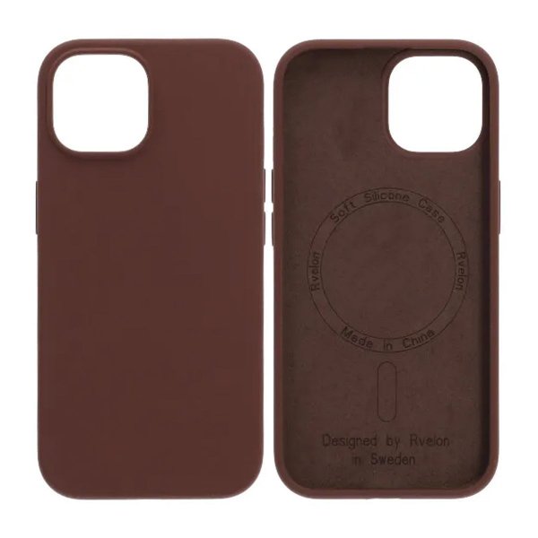 Rvelon iPhone 15 Deksel Silikon MagSafe Brun