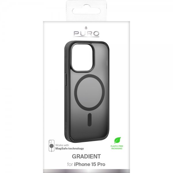 Puro iPhone 15 Pro Deksel Gradient MagSafe Svart