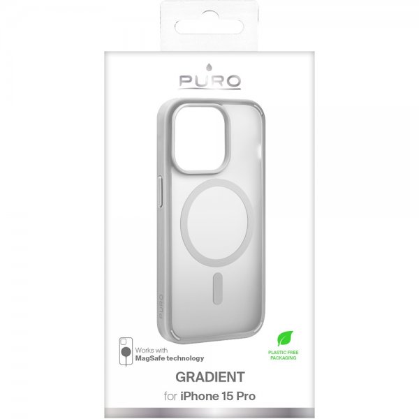 Puro iPhone 15 Pro Deksel Gradient MagSafe Sølv
