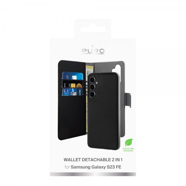 Puro Samsung Galaxy S23 FE Etui Wallet Detachable 2 in 1 Svart