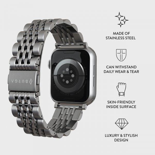 Burga Apple Watch 38/40/41/42mm Armbånd Metal Sølv