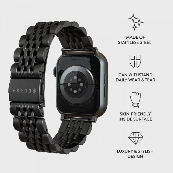 Burga Apple Watch 44/45/46mm/Ultra 49mm Armbånd Metal Svart