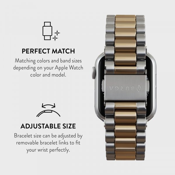 Burga Apple Watch 38/40/41/42mm Armbånd Metal Sølv Gull