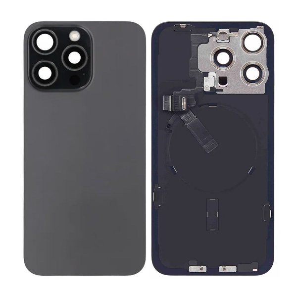 iPhone 15 Pro Max Bakside glass Komplett OEM - Svart