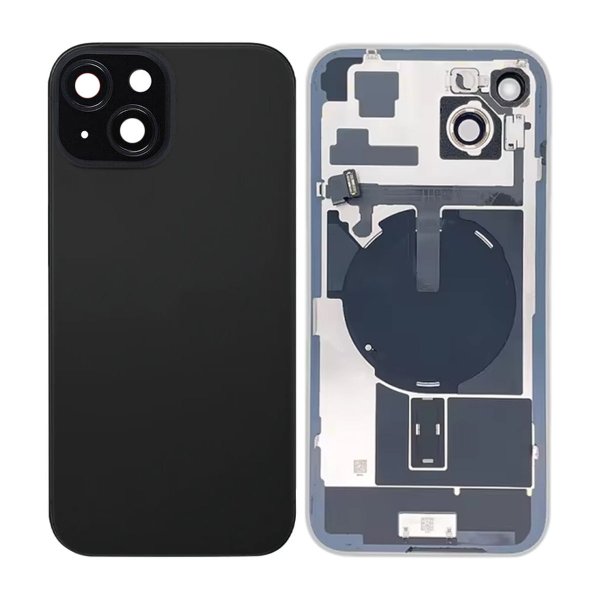 iPhone 15 Plus baksideglass med smådeler - svart