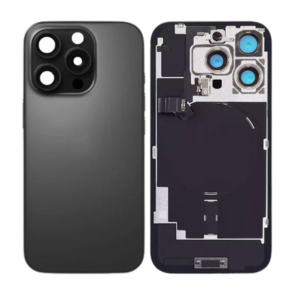 iPhone 16 Pro baksideglass med smådeler - svart titan