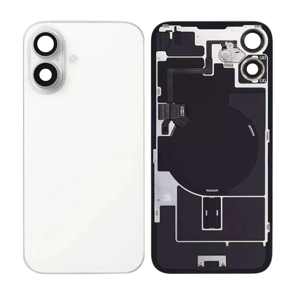 iPhone 16 Plus Baksideglass med smådeler - Hvit