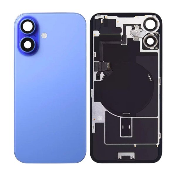 iPhone 16 Baksideglass med smådeler - Blå