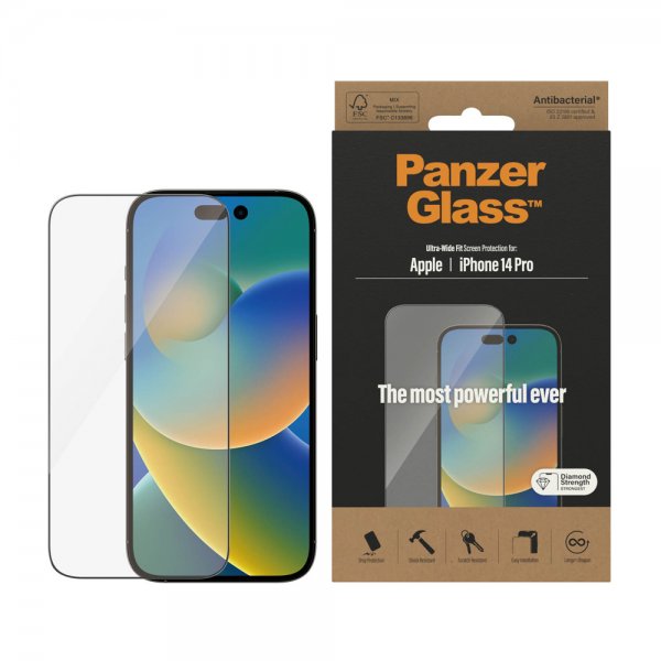 PanzerGlass iPhone 14 Pro Skjermbeskytter Ultra-Wide Fit