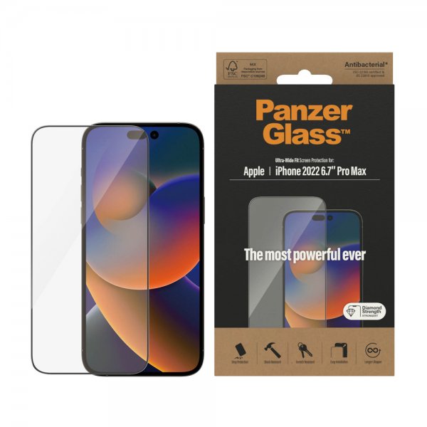 PanzerGlass iPhone 14 Pro Max Skjermbeskytter Ultra-Wide Fit