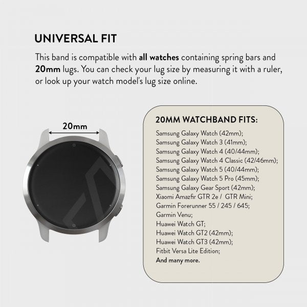 Burga Samsung Galaxy Watch 20mm Armbånd Metal Sølv Gull