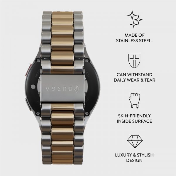 Burga Samsung Galaxy Watch 20mm Armbånd Metal Sølv Gull
