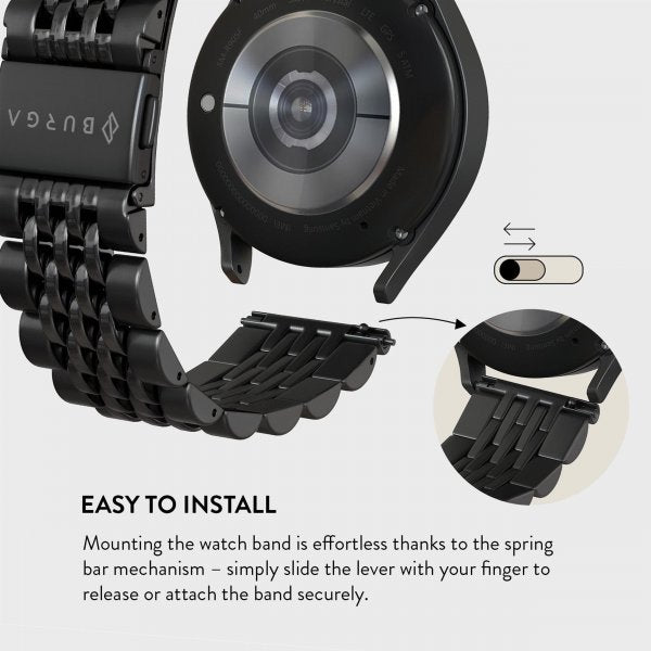 Burga Samsung Galaxy Watch 20mm Armbånd Metal Svart