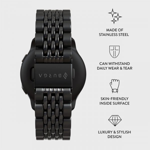 Burga Samsung Galaxy Watch 22mm Armbånd Metal Svart