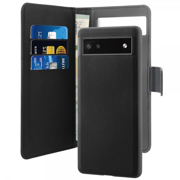 Puro Google Pixel 6a Etui Wallet Detachable 2 in 1 Svart