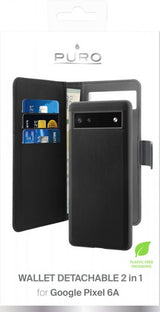 Puro Google Pixel 6a Etui Wallet Detachable 2 in 1 Svart