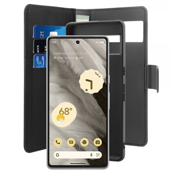 Puro Google Pixel 7 Etui Wallet Detachable 2 in 1 Svart