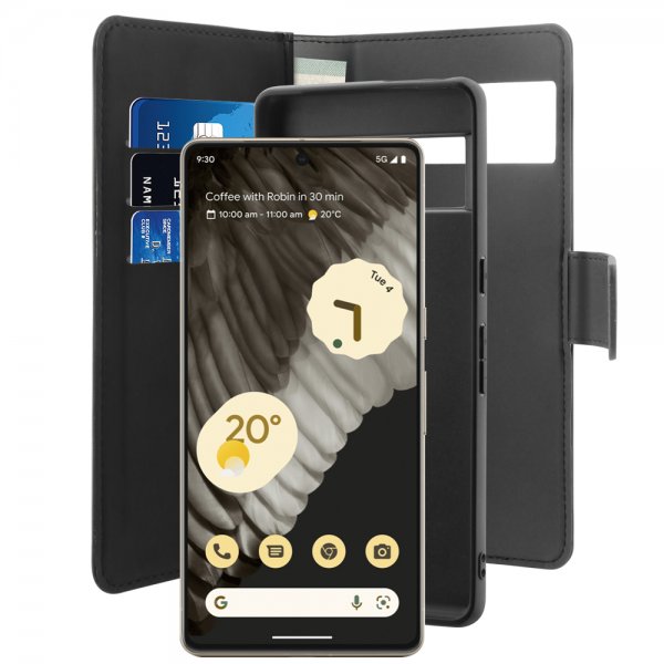 Puro Google Pixel 7 Pro Etui Wallet Detachable 2 in 1 Svart