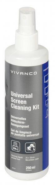 Vivanco Skjermrensvæske 250ml med mikrofiberklut