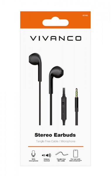 Vivanco Hodetelefoner Stereo Earbuds 3.5mm Svart