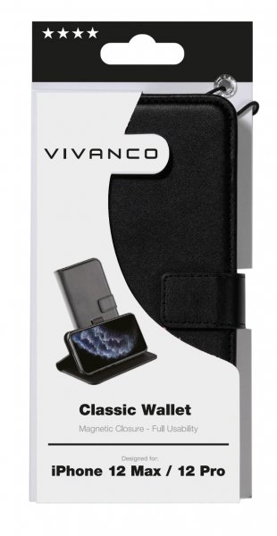 Vivanco iPhone 12/iPhone 12 Pro Etui Classic Wallet Svart