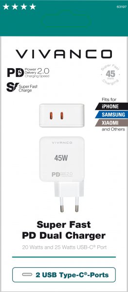 Vivanco Lader Super Fast PD Dual Charger 45W