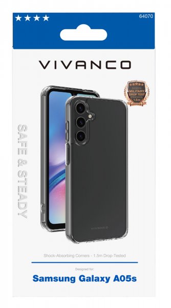 Vivanco Samsung Galaxy A05s Deksel Safe & Steady Transparent