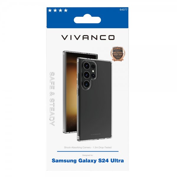 Vivanco Samsung Galaxy S24 Ultra Deksel Safe & Steady Transparent