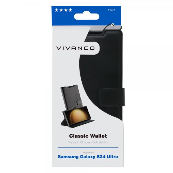 Vivanco Samsung Galaxy S24 Ultra Etui Classic Wallet Svart