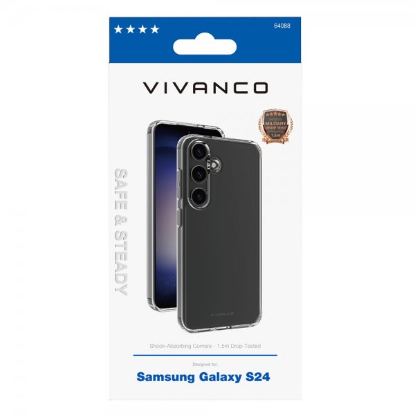 Vivanco Samsung Galaxy S24 Deksel Safe & Steady Transparent